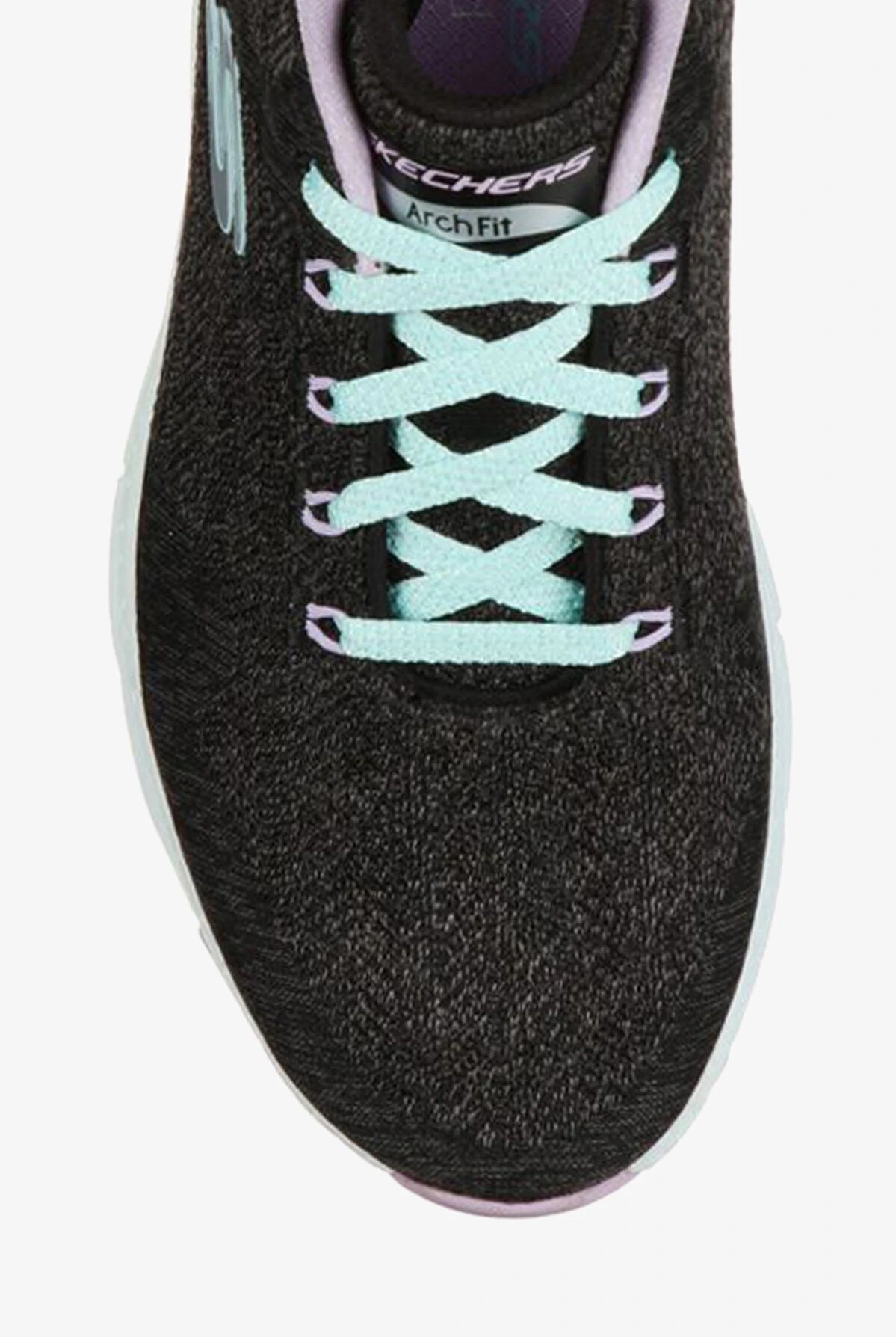 Skechers Sport Women's Arch Fit Comfy Wave Black/Lavender Trim Athletic Lace Up Nursing Shoes - Image 3