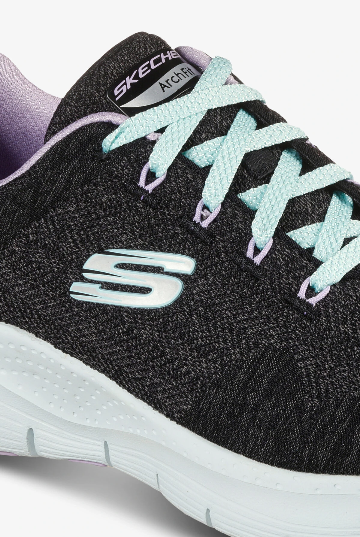 Skechers Sport Women's Arch Fit Comfy Wave Black/Lavender Trim Athletic Lace Up Nursing Shoes - Image 5