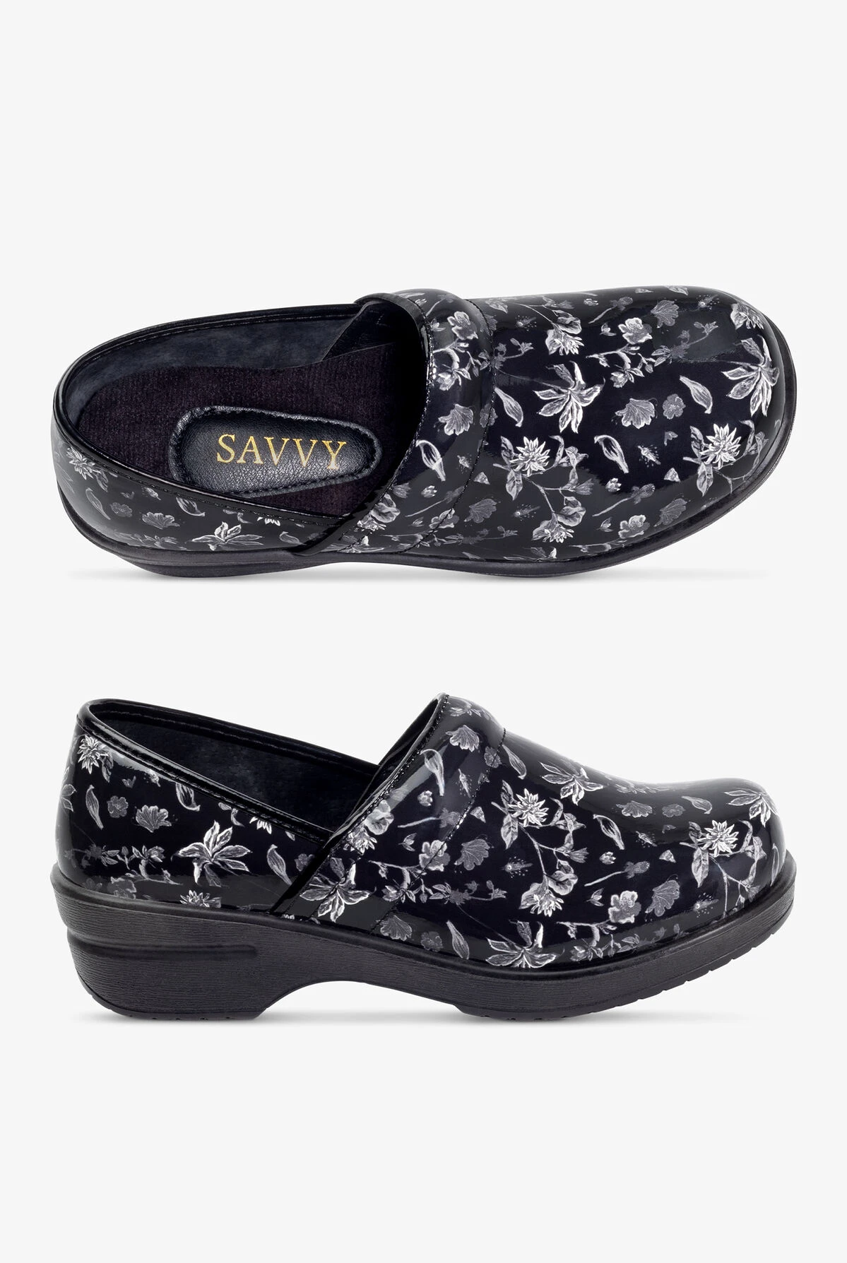 Savvy Women's Brandy Silver Flower Clogs