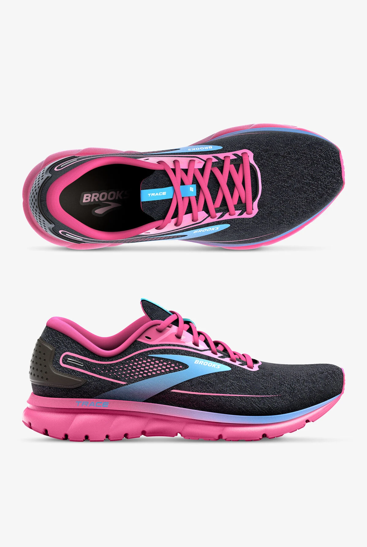 Brooks Women's Trace 2 Black/Marina/Lilac Rose Athletic Lace Up Nursing Shoes
