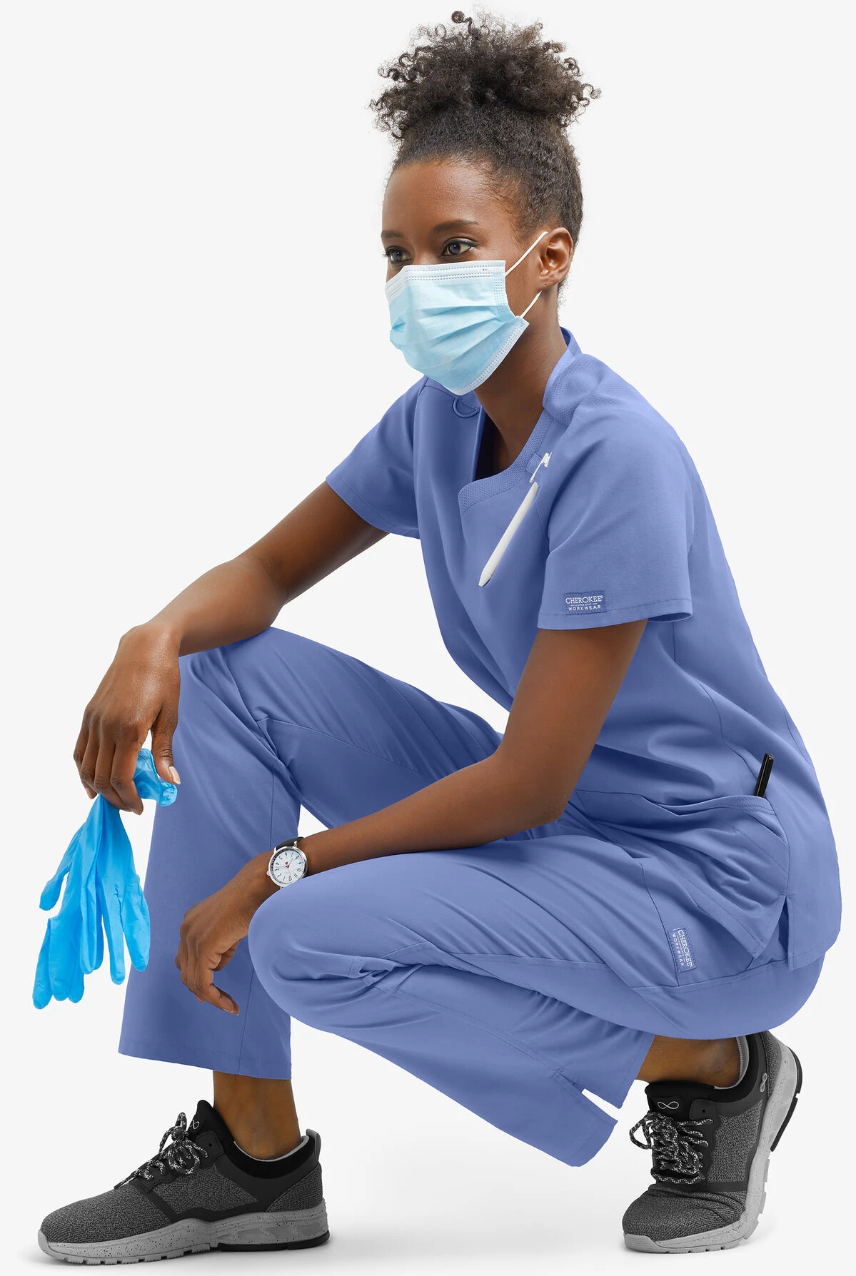 UA Exclusive Cherokee Workwear Professionals Active Women's 5-Pocket STRETCH Tapered Leg Scrub Pants - Petite - Image 5