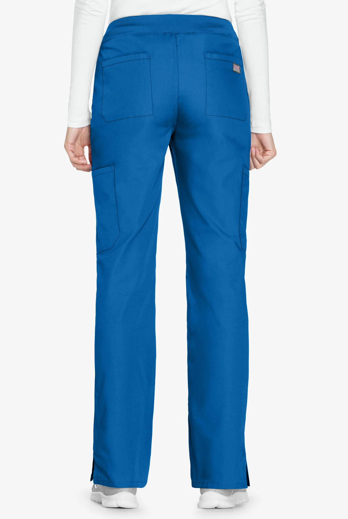 Cherokee Workwear Women's 6-Pocket Rib-Knit Waistband Pull-On Cargo Scrub Pants - Tall - Image 4