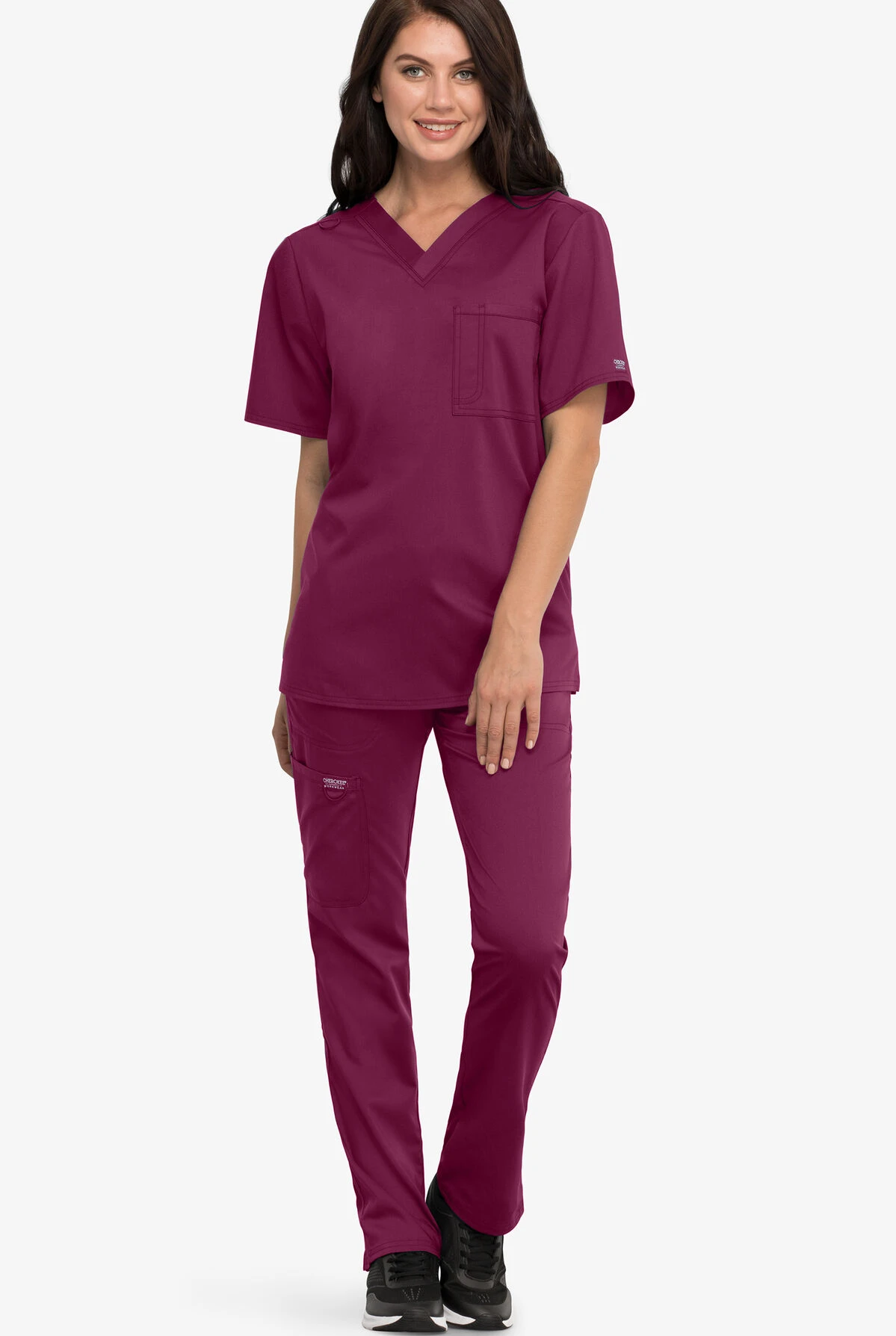Cherokee Workwear Revolution Unisex 1-Pocket STRETCH V-Neck Scrub Top - Image 4