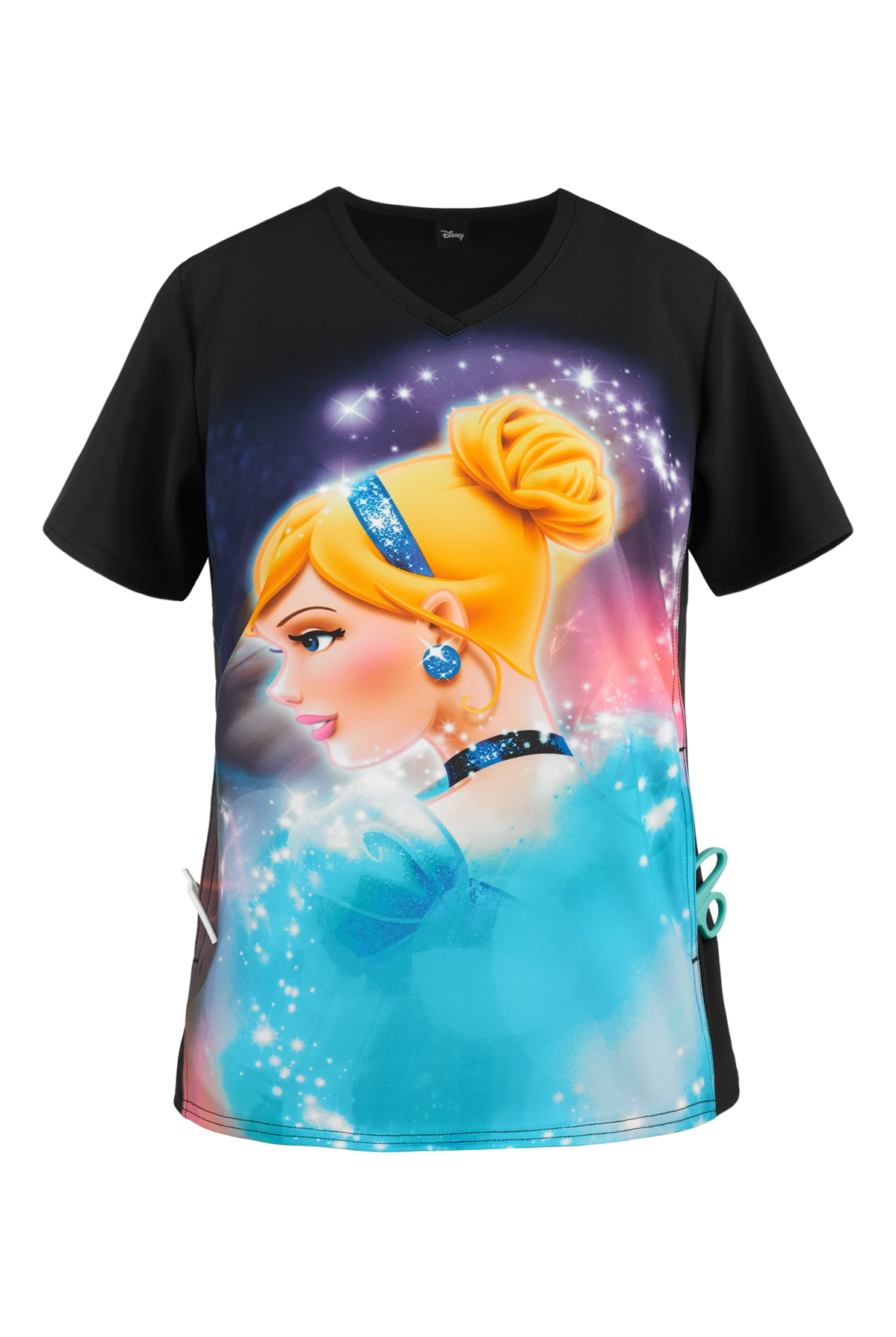 Cherokee Tooniforms Disney Cinderella Dream Women's 1-Pocket V-Neck Print Scrub Top
