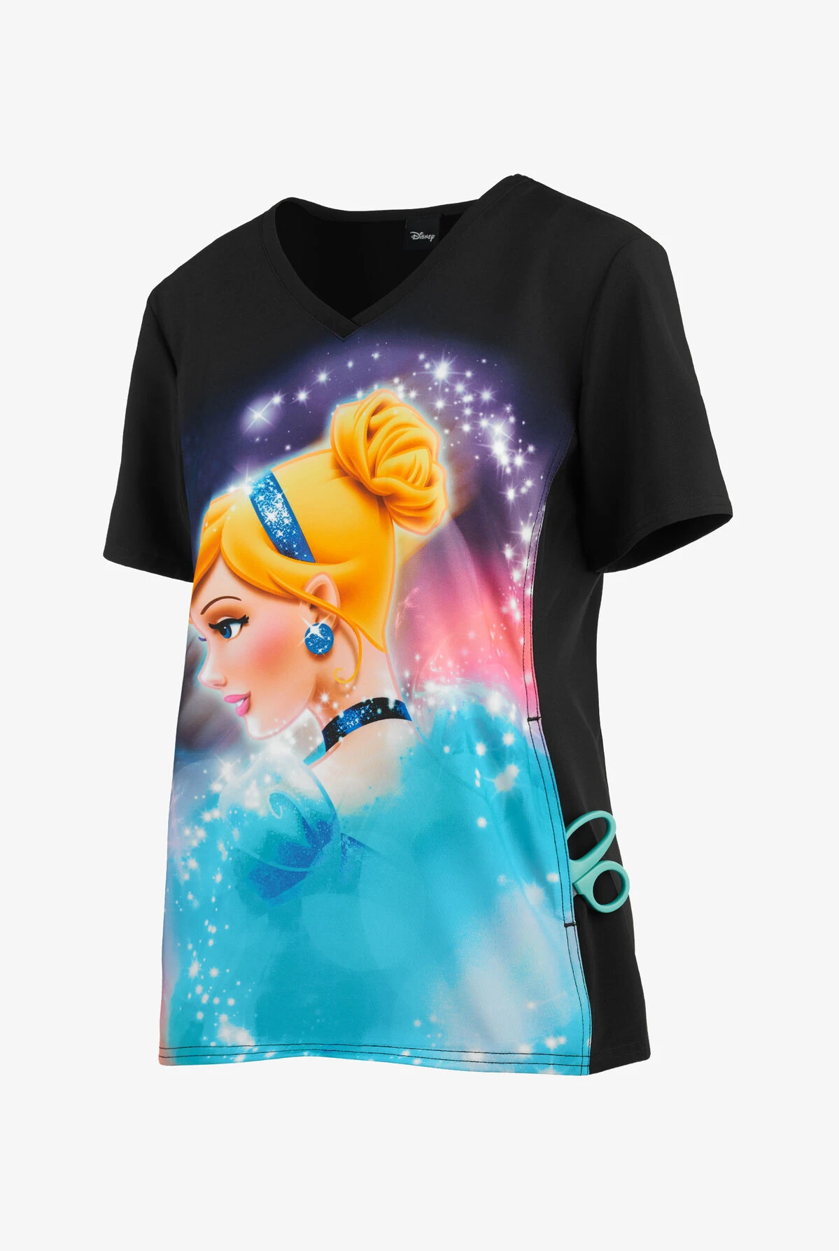 Cherokee Tooniforms Disney Cinderella Dream Women's 1-Pocket V-Neck Print Scrub Top - Image 3
