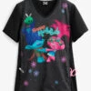 Cherokee Tooniforms DreamWorks Troll Holla Days Women's 1-Pocket V-Neck Print Scrub Top