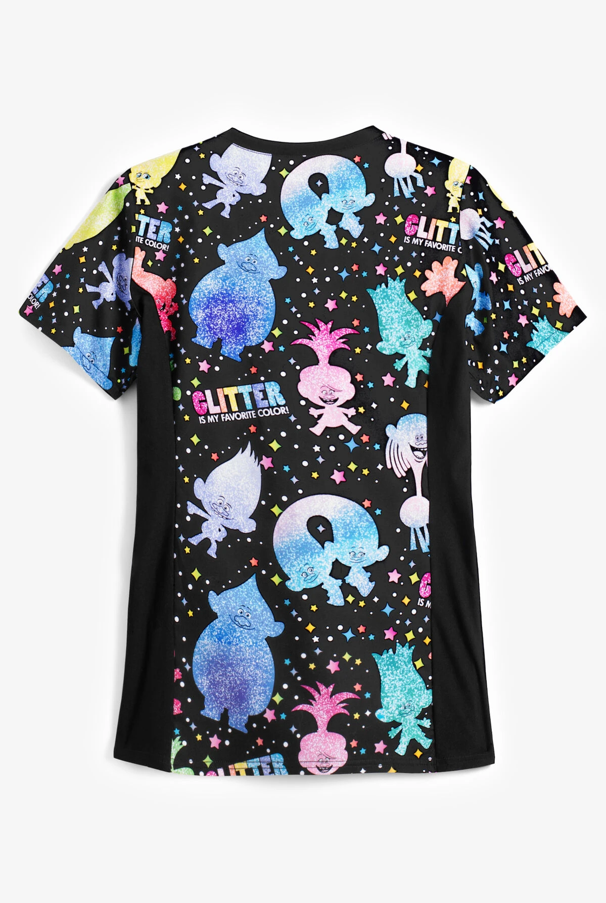 Cherokee Tooniforms DreamWorks Trolls Glitter Trolls 4-Pocket V-Neck Print Scrub Top - Image 2