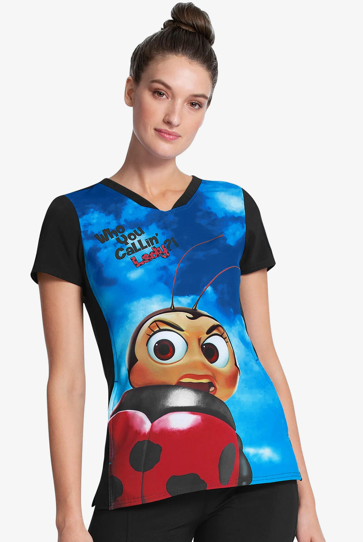 Cherokee Tooniforms Disney Pixar My Name Is Francis Women's 1-Pocket V-Neck Print Scrub Top - Image 2