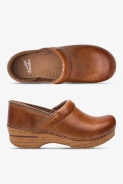 Dansko Women's Professional Honey Distressed Leather Nursing Clogs