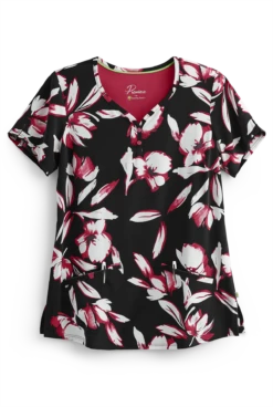 Healing Hands Premiere Isabel Exquisite Floral Women's 2-Pocket V-Neck Print Scrub Top