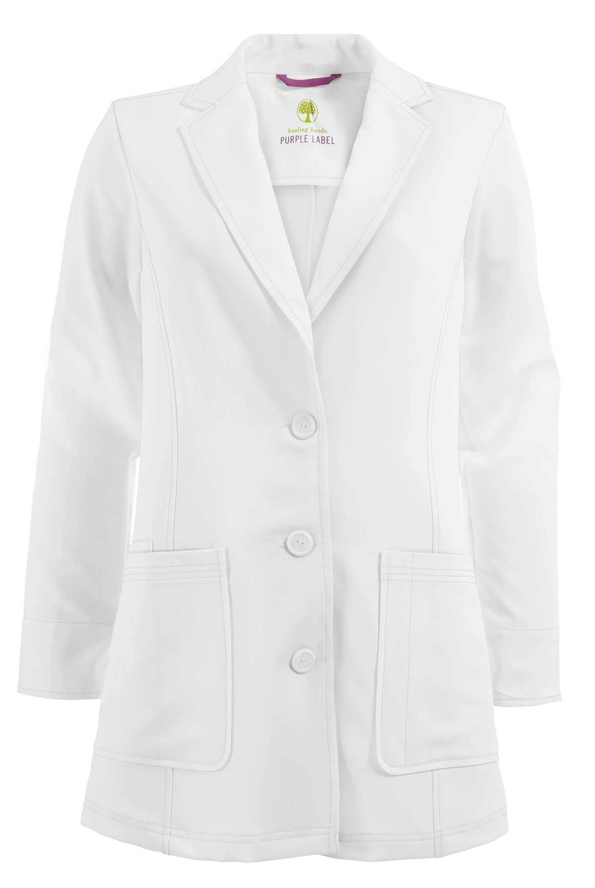 Healing Hands White Coat Minimalist Women's 32" 3-Pocket STRETCH Lab Coat
