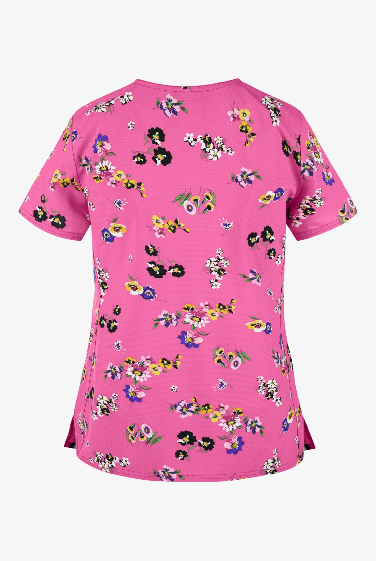 Heartsoul Shaped Flowering Fields Women's 3-Pocket STRETCH V-Neck Print Scrub Top - Image 2