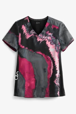 Koi Liteâ„¢ Reform Pink Marble Women's 2-Pocket V-Neck Print Scrub Top