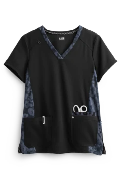Koi Next Gen Better Than Ever Black Women's 3-Pocket V-Neck Print Scrub Top