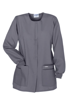 Landau Women's 4-Pocket Front Snap Closure Warm-Up Scrub Jacket