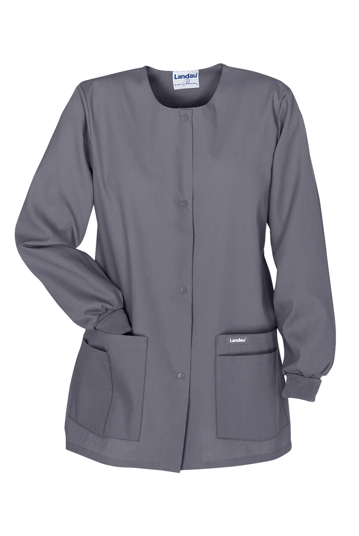 Landau Women's 4-Pocket Front Snap Closure Warm-Up Scrub Jacket