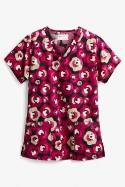 Tasha & Me Midflor Women's 2-Pocket V-Neck Print Scrub Top