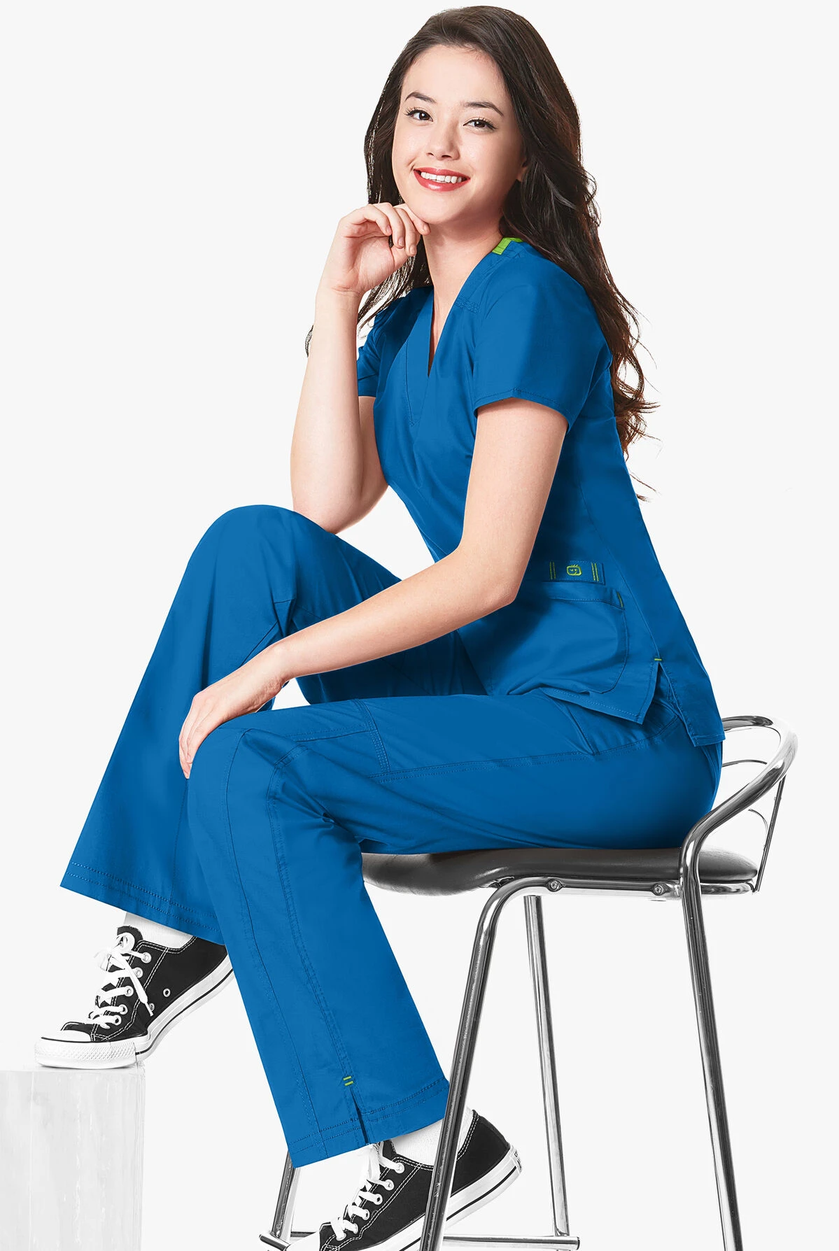 WonderWink WonderFLEX Faith Women's 6-Pocket STRETCH Cotton Rich Boot Cut Cargo Scrub Pants - Image 2