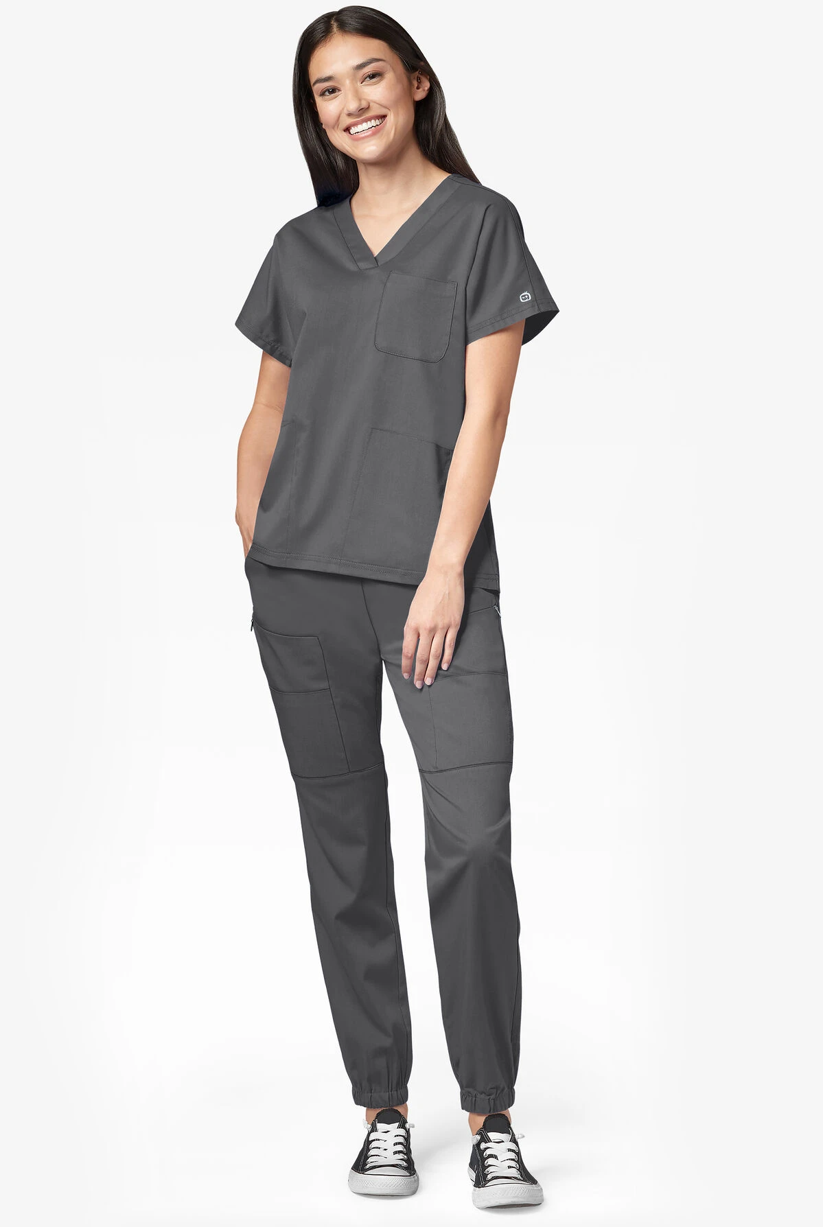 WonderWink PRO Women's 8-Pocket STRETCH Elastic Waist Cargo Jogger Scrub Pants - Image 2